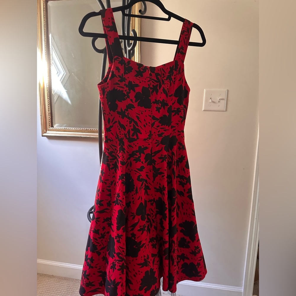 Ruby Rox Red and Black Floral Midi Swing Dress - Picture 14 of 16